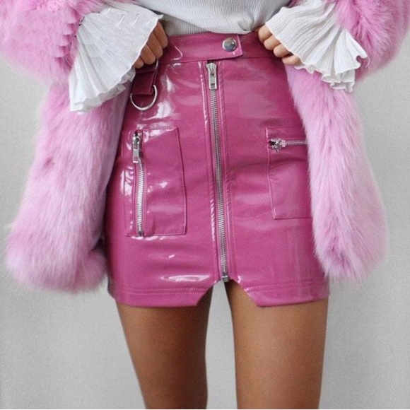 lux noire Dresses & Skirts - Pink vinyl mini skirt size small 💕✨